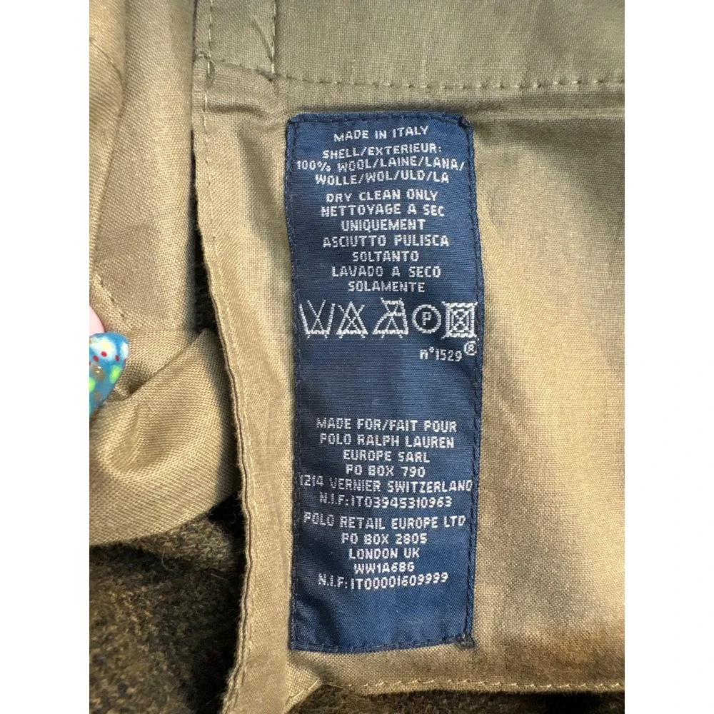 Polo Ralph Lauren Mens Wool Herringbone Tweed Cargo Pants Olive Green Italy